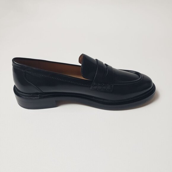 Madewell The Vernon Loafer Women's 8 True Black Polished Leather Slip-On Shoes - Picture 12 of 16